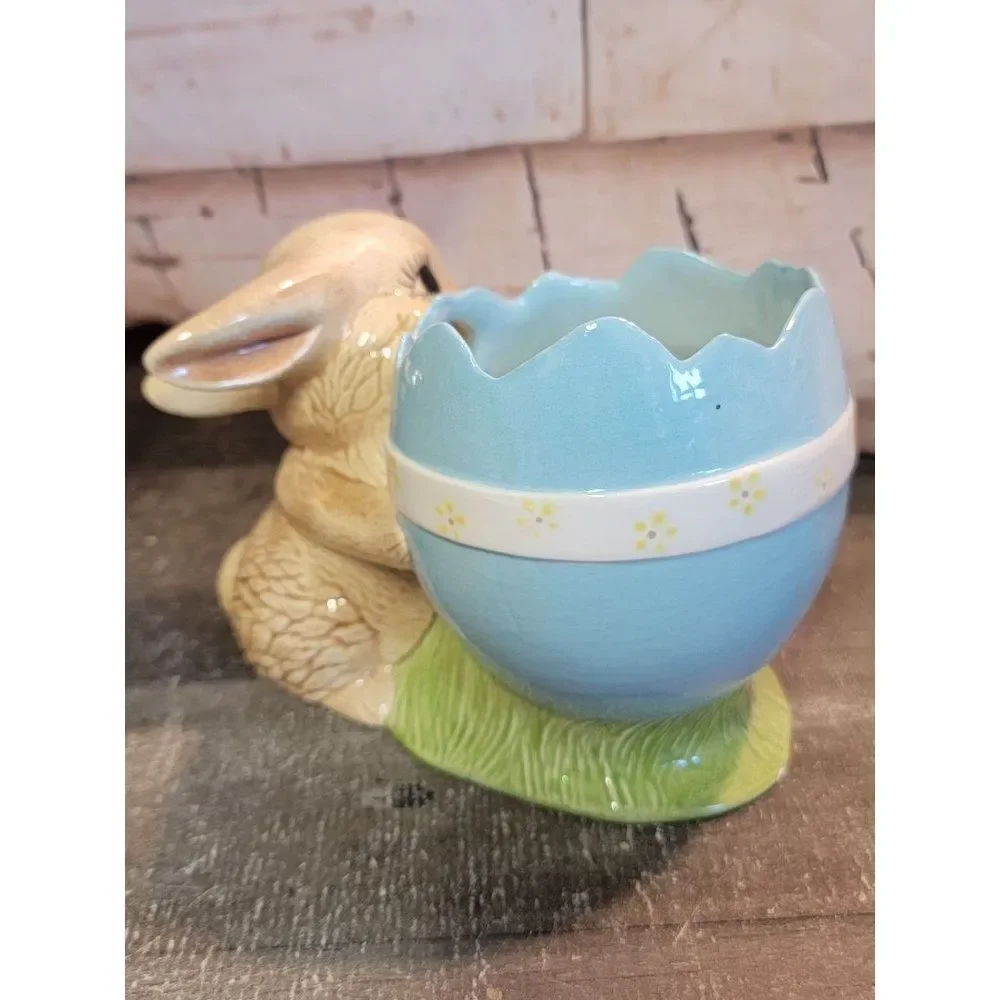 Baby bunny Easter egg ceramic home‎ decor spring figure